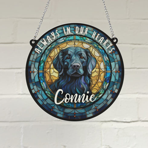 Flat Coated Retriever Memorial Stained Glass Effect Suncatcher